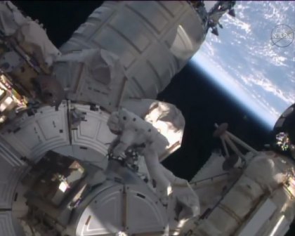 Astronauts on Dec. 21, swiftly repaired a part and tackled other tasks on the International Space Station. Image: NASA television. 